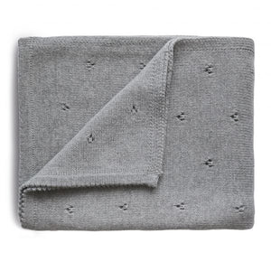 Knitted Pointelle Baby Blanket - Gray Melange