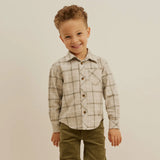 Light Grey Plaid Flannel Shirt - Baby