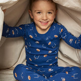 Football Play Print on Blue PJ Set - Kids