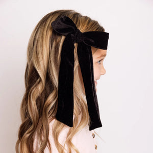 Velvet Sash - Black Bow Clip