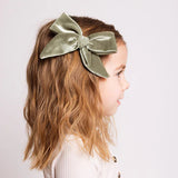 Velvet Pewter Bow Clip - Large / Alligator Clip