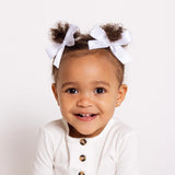 Satin Bow - White, Small on Clip