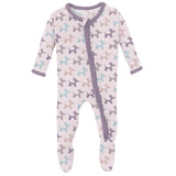 Print Muffin Ruffle Footie with 2 Way Zipper - Shrinking Violet Balloon Dogs