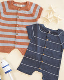 Liam Knit Romper - Navy Stripe