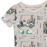 Print Short Sleeve Pajama Set with Shorts - Latte Golf
