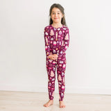 Print Long Sleeve Pajama Set - Melody Sugar Plum