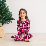 Print Long Sleeve Pajama Set - Melody Sugar Plum
