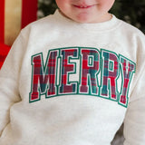Merry Tartan Patch Christmas Sweatshirt