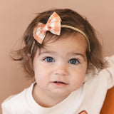 Cinnamon Plaid Tulle Bow Baby Headband