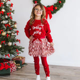 Holly Jolly Bow Christmas Knit Sweater - Girls
