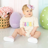Easter Peeps Patch Short Sleeve Romper - Natural