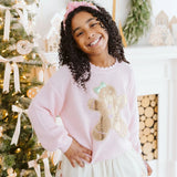 Gingerbread Sequin Patch Christmas Sweater - Baby Girl