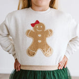 Gingerbread Sequin Patch Christmas Sweatshirt - Baby Girl