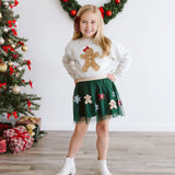 Gingerbread Sequin Patch Christmas Sweatshirt - Baby Girl