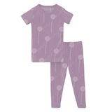 Print Short Sleeve Pajama Set - Lavender Dandelion Wish (Baby)