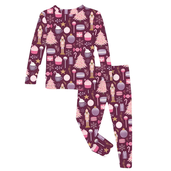 Print Long Sleeve Pajama Set - Melody Sugar Plum