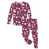 Print Long Sleeve Pajama Set - Melody Sugar Plum