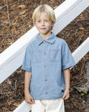 Denim Short Sleeve Overshirt - Washed Blue