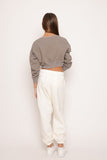 Cotton Fleece Cropped Pullover - Dark Truffle