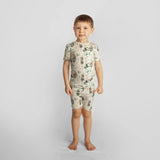 Print Short Sleeve Pajama Set with Shorts - Latte Golf