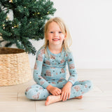 Print Long Sleeve Pajama Set - Stormy Sea Gingerbread Town