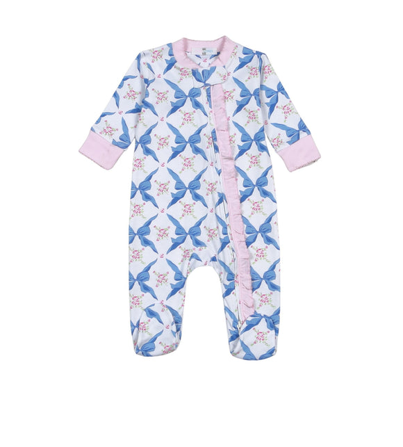 Pretty in Bows Pima Zipper Footie