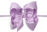 1/4" Nylon Pantyhose Headband w/ Signature Grosgrain Bow: 5.5" Huge - Various Colors