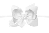 1/4" Nylon Pantyhose Headband w/ Signature Grosgrain Bow: 4.5" Large - Various Colors