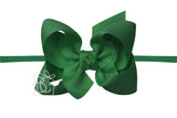 1/4" Nylon Pantyhose Headband w/ Signature Grosgrain Bow: 4.5" Large - Various Colors