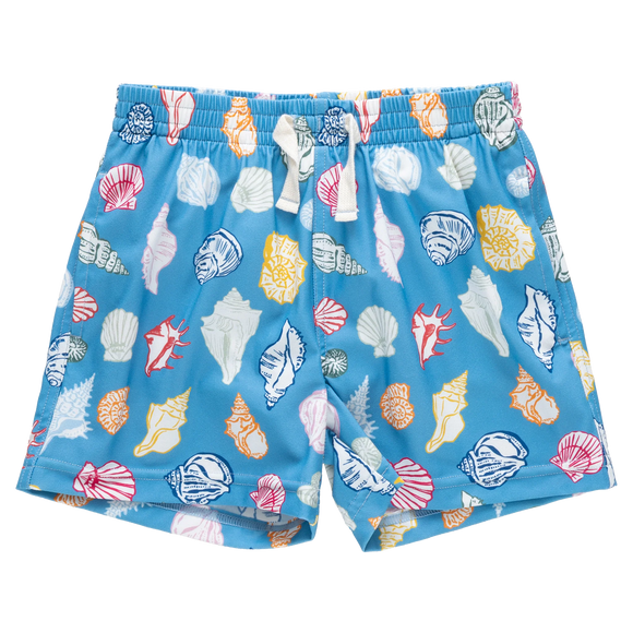 Boys Swim Trunk - Blue Seashells