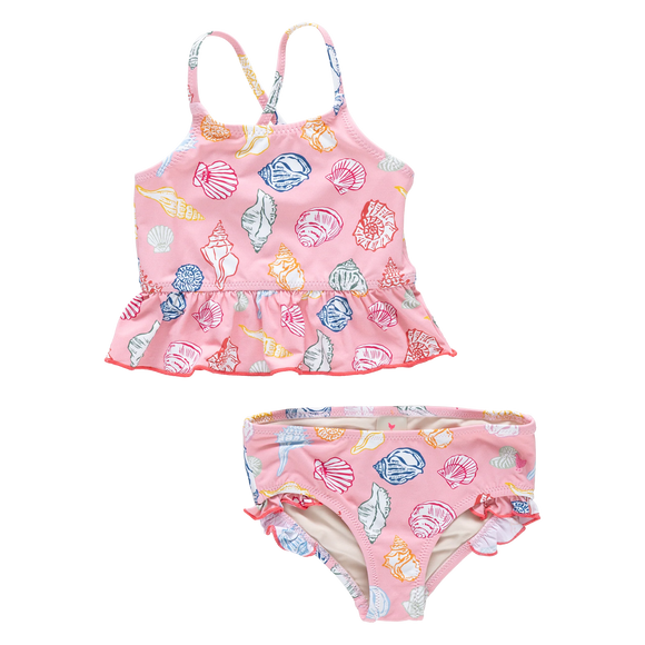 Girls Palmer Tankini - Pink Seashells