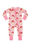 Pink Santa Claus Lane Zipper Romper