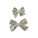 Velvet Pewter Bow Clip - Large / Alligator Clip