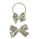 Velvet Pewter Bow Headband - Small
