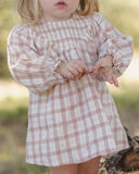 V Smocked Dress - Rustic Plaid
