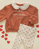 Ribbed Legging - Red Hearts - Girls