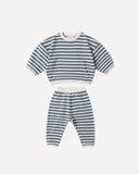 Waffle Slouch Set - Ocean Stripe