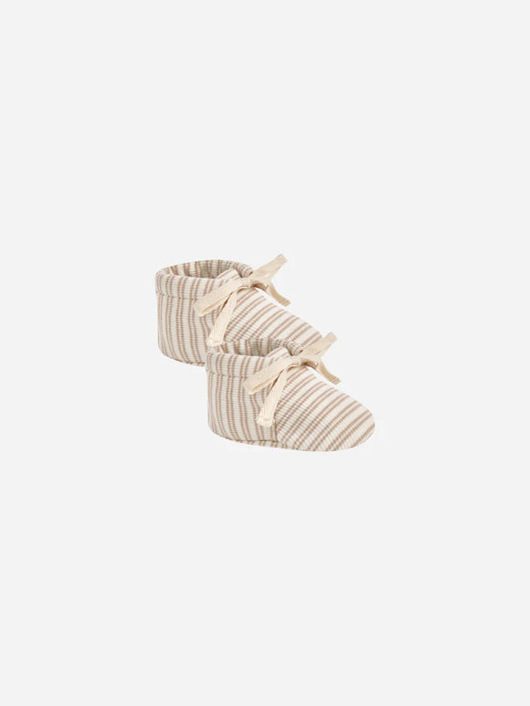 Ribbed Baby Booties - Oat Stripe