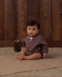 Crew Neck Romper - Mulberry Stripe