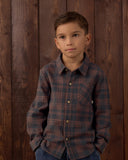 Collared Long Sleeve Shirt - Midnight Plaid, Boys