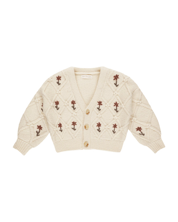 Boxy Cardigan - Winter Floral Embroidery