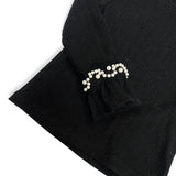 Pearl Trim Bell Sleeve Top - Black