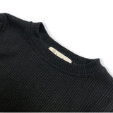 Pearl Trim Bell Sleeve Top - Black