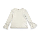 Pearl Trim Bell Sleeve Top - Ivory