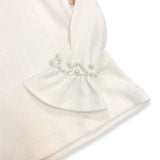 Pearl Trim Bell Sleeve Top - Ivory