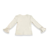 Pearl Trim Bell Sleeve Top - Ivory