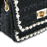 Pearl Trim Tweed Purse