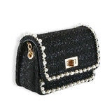 Pearl Trim Tweed Purse