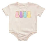 Easter Peeps Patch Short Sleeve Romper - Natural