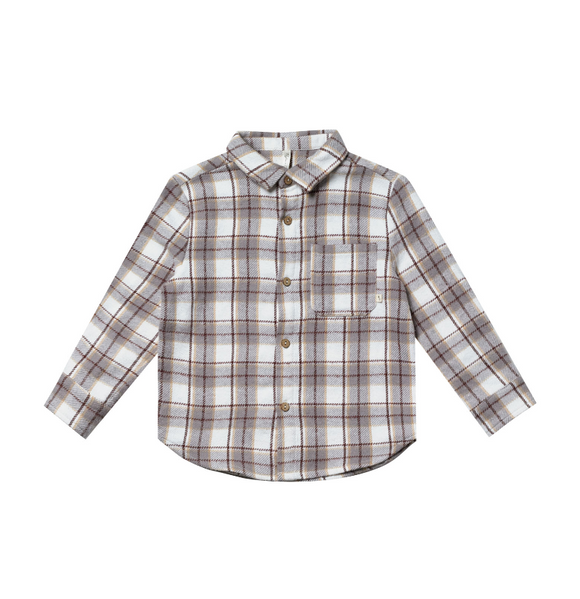 Collared Long Sleeve Shirt - Blue Flannel